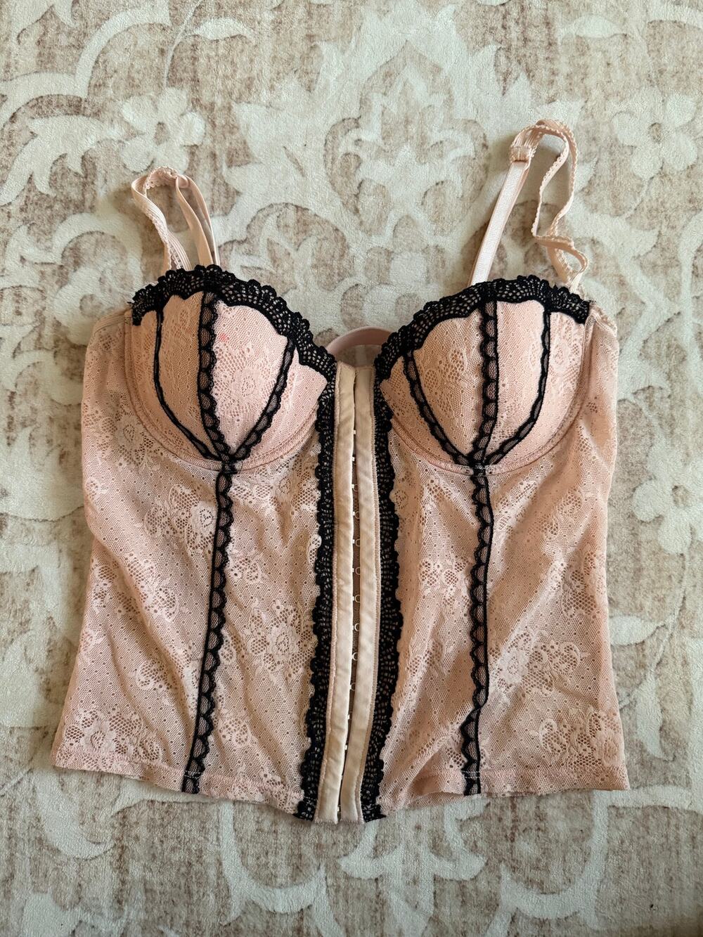Y2k Rampage Pink lace Mesh Bustier Corset Top
